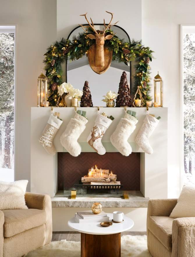 Pottery Barn Mantel Displays Our Favorite Trees & Mantels | Pottery