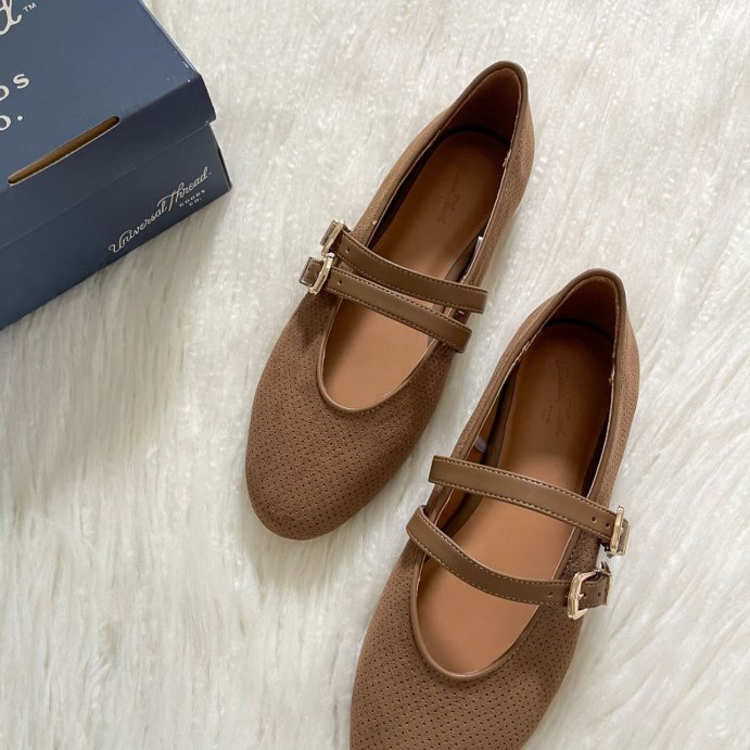 user image by @gotargeting, Women&#8217;s Henrietta Double Strap Mary Jane Flats with Memory Foam Insole &#8211; Universal Thread&#8482; Taupe