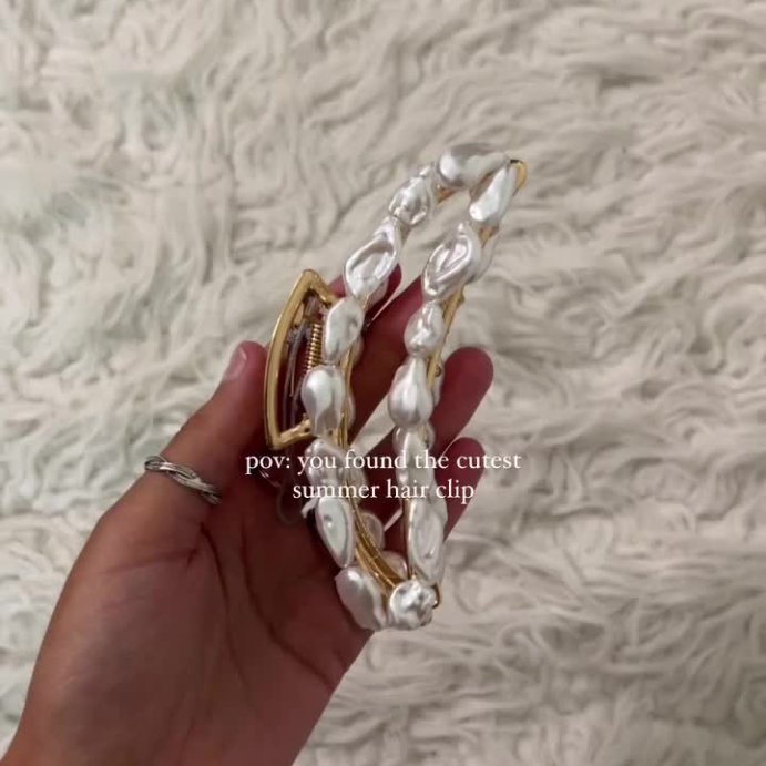 user image by @bellarreva, Metal with Pearl Claw Hair Clip - A New Day&#8482; White: Hair Styling Accessory, Solid Pattern