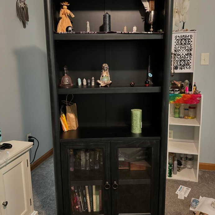 user image by @tweetscreation, Killybrooke Glass Accent Cabinet Black - Threshold&#8482; designed with Studio McGee: Brass-Finish Handles, MDF Wood Frame