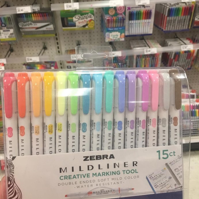 user image by @mtstudylife, Zebra 15ct Mildliner Dual-tip Creative Marker Assorted Colors: Mildliner Highlighters, Fine &#38; Bold Tips, Multicolored Ink, Teacher Supplies