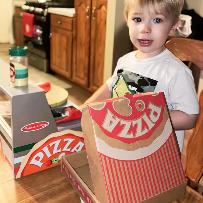 user image by @ninjawaugh, Melissa &#38; Doug Top &#38; Bake Wooden Pizza Counter Play Set with Play Food Preschool Toy - 41pc