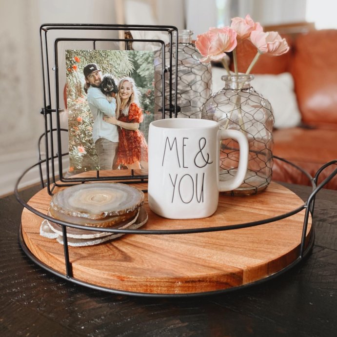 user image by @i_need_to_be_dunn, Wood and Metal Tray - Hearth &#38; Hand&#8482; with Magnolia: Farmhouse Style, Iron Handles, Decor Platter