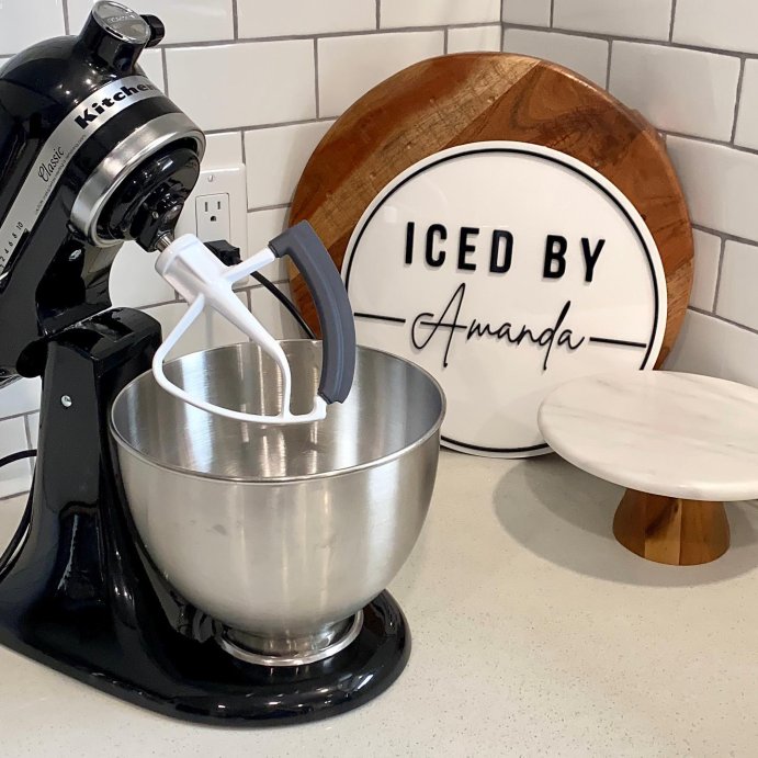 user image by @icedbyamanda_, KitchenAid 5qt Tilt-Head Flex Edge Beater- KFE5T: Mixer Paddle Attachment, Dishwasher-Safe, Metal, White