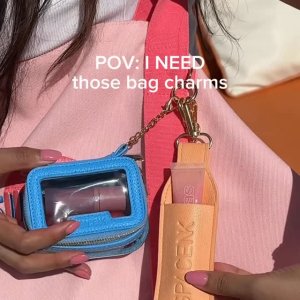 @spacenk&rsquo;s instagram video of Space NK Micro Travel Bag Charm Poolside Blue,Space NK Peach Lip Holder Charm