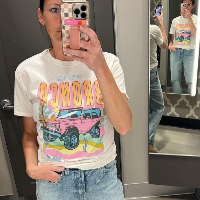 user image by @theinbetweentrend, Women's Ford Bronco Short Sleeve Graphic T-Shirt - Off-White