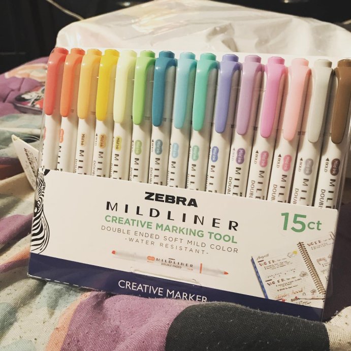 user image by @amanderptoni, Zebra 15ct Mildliner Dual-tip Creative Marker Assorted Colors: Mildliner Highlighters, Fine &#38; Bold Tips, Multicolored Ink, Teacher Supplies