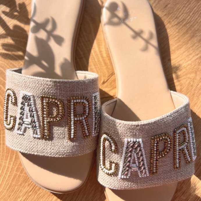 user image by @maisonhilltx, Women&#39;s Nehemia Beaded Canvas Slide Sandals - A New Day&#8482;