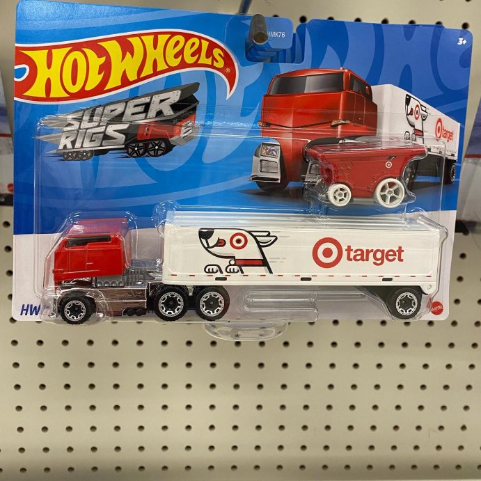 user image by @mtdiecasthunter, Hot Wheels 1:64 Scale Bullseye&#39;s Big Rig Toy Truck &#38; Shopping Cart Set - 3 Piece