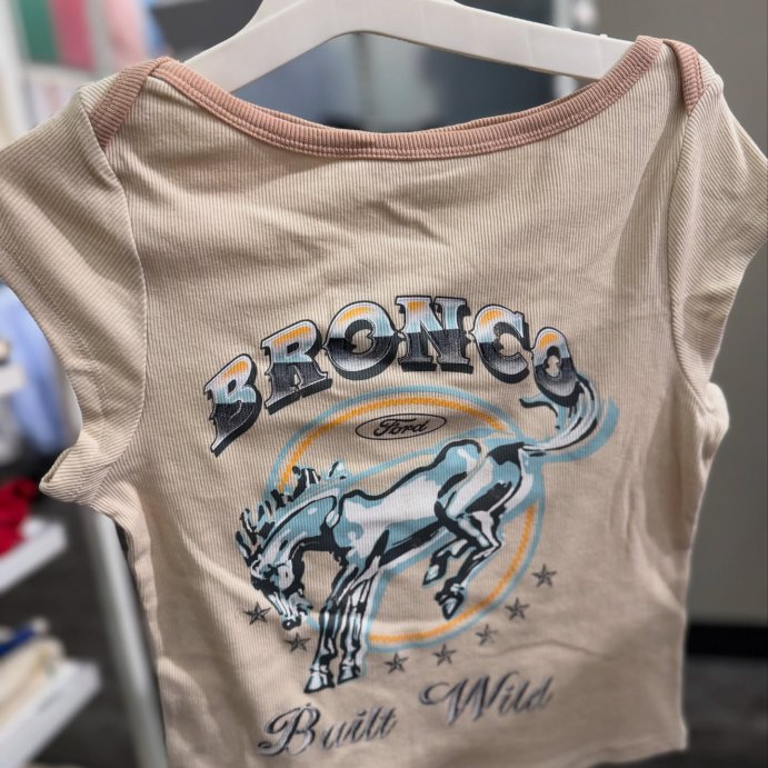 user image by @thathappytargetchick, Women's Ford Bronco Short Sleeve Graphic Baby T-Shirt - Tan