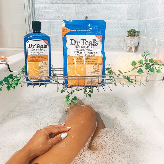 user image by @supermomxox, Dr Teal&#39;s Epsom Salt Magnesium Soak - Glow &#38; Radiance with Vitamin C &#38; Citrus Essential Oils - 3 lbs
