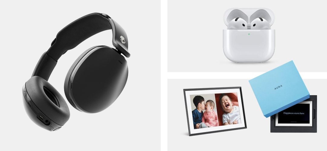 Shop Écouteurs Skullcandy Hesh 360, noir, Écouteurs-boutons sans fil à suppression du bruit , Cadre photo numérique Carver Mat Aura, 10,1 po and more