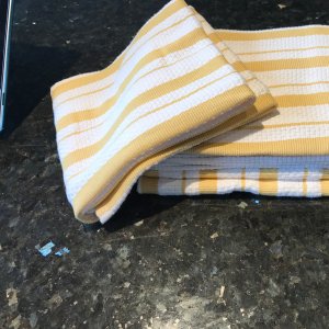 Williams Sonoma Yellow Classic Striped Dish Cloths S//4 15/" sq .