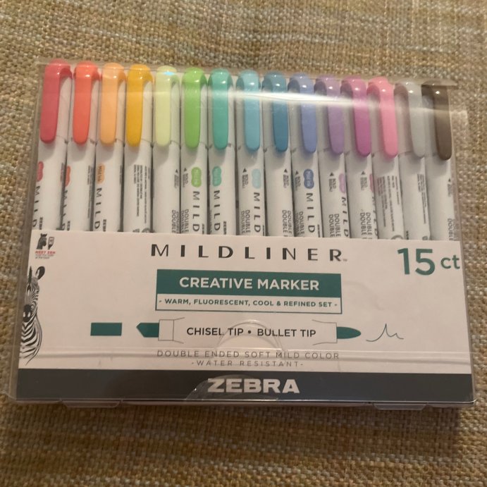 user image by Hoe , Zebra 15ct Mildliner Dual-tip Creative Marker Assorted Colors: Mildliner Highlighters, Fine &#38; Bold Tips, Multicolored Ink, Teacher Supplies