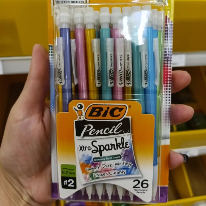 user image by @rockgirlmaxim84, BIC #2 Mechanical Pencil with Xtra Sparkle, 0.7mm, 26ct - Multicolor: Plastic, Retractable, Stationery, Office Supplies