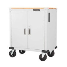 Shop Mastercraft 28" White 2-Door Wide-Base Cabinet with Castors & Adjustable Shelves, 28 x 18 x 34.5-in and more