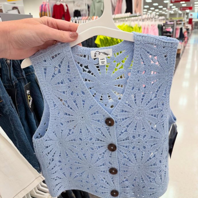 user image by @thislovelylife_of_five, Girls' Open Work Sweater Vest - art class™