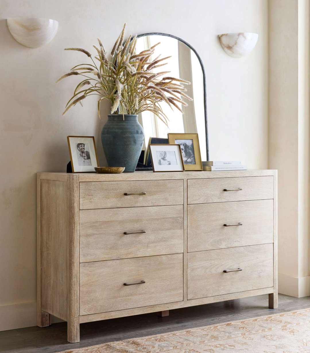 Curated image with Dark Brown Dried Grass Branch 35", Indigo Artisan Ceramic Vase, Blue, Antique...