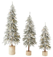 Shop CANVAS Flocked Downswept Pre-Lit Potted Trees, 3-pk and more