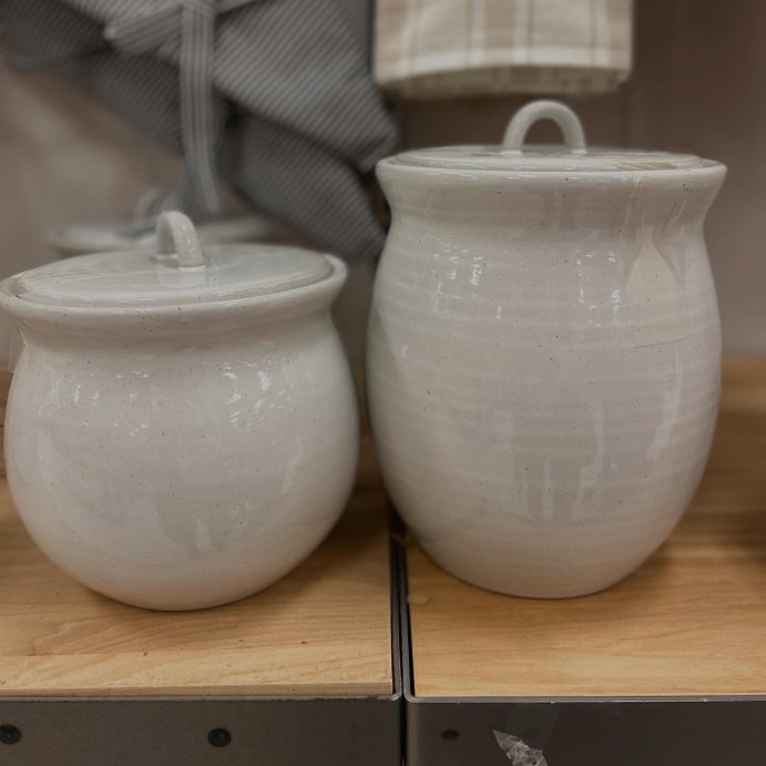 user image by @ontargetwithbrie, Flared Brim Stoneware Canister Vintage Cream - Hearth & Hand™ with Magnolia