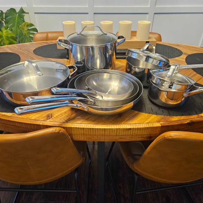 user image by @linseycj, 12pc Stainless Steel Cookware Set with 6pc Pan Protectors Silver - Figmint&#8482;