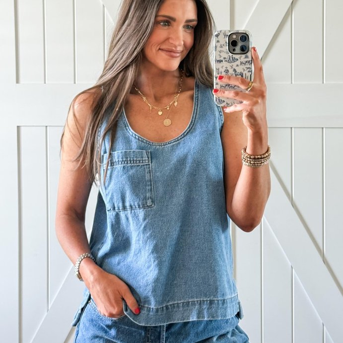 user image by @chelswaterwall, Women's Denim Tank Top - Universal Thread™ Medium Wash