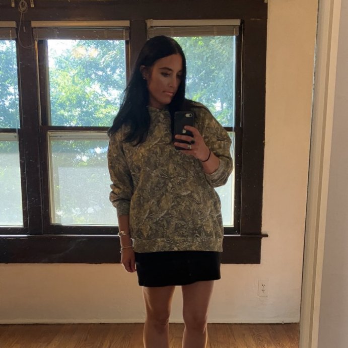 user image by @haulshop______, Girls&#39; French Terry Camo Printed Oversized Hoodie - art class&#8482; Tan