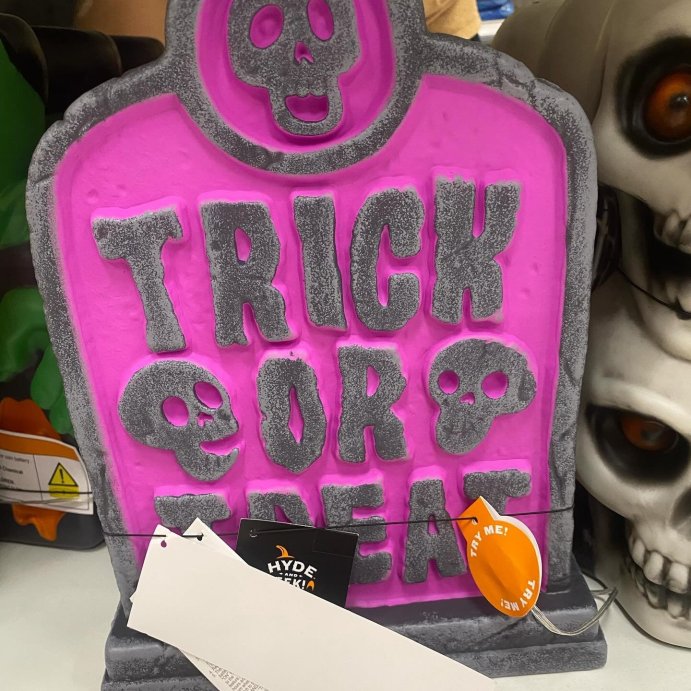 user image by @therealhousewifeofhalloween, 12&#34; Lit Trick or Treat Blow Mold Halloween Decorative Prop Purple - Hyde and EEK! Boutique&#8482;
