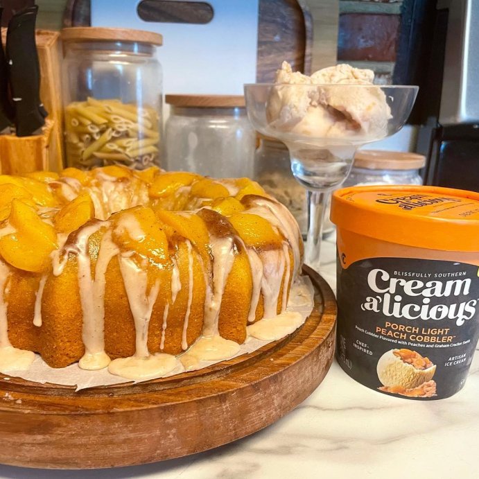 user image by @foodandfaith.llc, Creamalicious Porch Light Peach Cobbler Ice Cream - 16oz