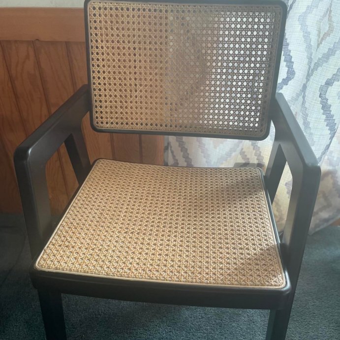 user image by @mamabearsreviews, Wood Framed Woven Panel Dining Chair Black - Threshold™
