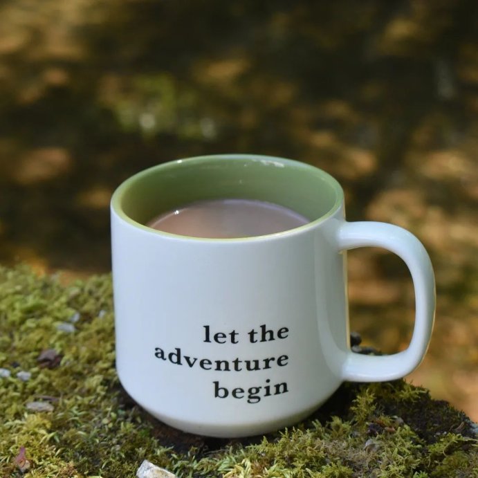 user image by @shegrowswilderstill, 16oz Stoneware Let the Adventure Begin Mug Moss - Threshold&#8482;: Traditional Dark Green Coffee Mug, Dishwasher &#38; Microwave Safe