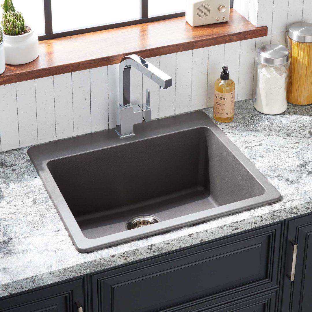 25" Totten Granite Composite DropIn Kitchen Sink Gray Kitchen