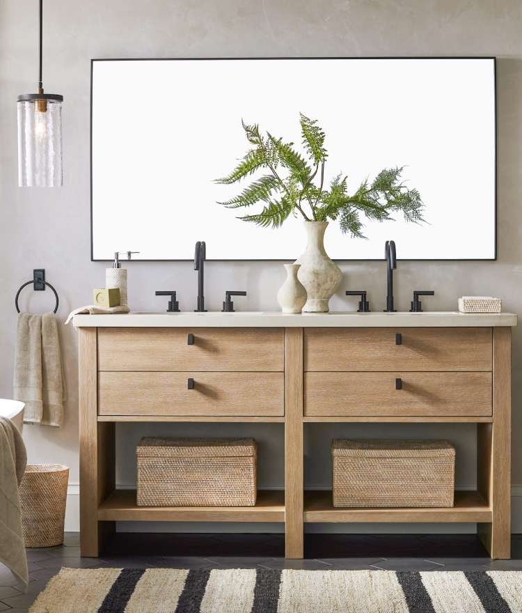 Wood sink deals vanity