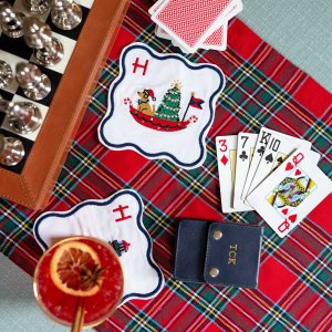 Boat Parade Embroidered Coasters, Set of 4