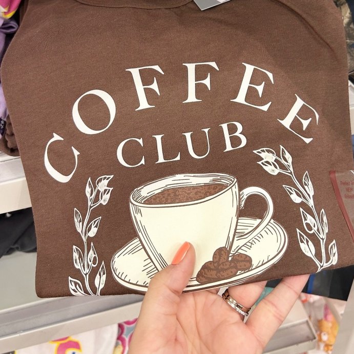 user image by @totargetigo, Women's Coffee Club Easy Short Sleeve Graphic T-Shirt - Brown