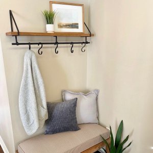 Lucy Mango Wood Shelf With Hooks