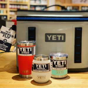 Williams Sonoma YETI Seafoam Cooler, Wine Glasses & Colster Can Set