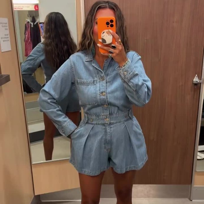 user image by @mariiahjasmiine, Women's Long Sleeve Denim Romper - Universal Thread™