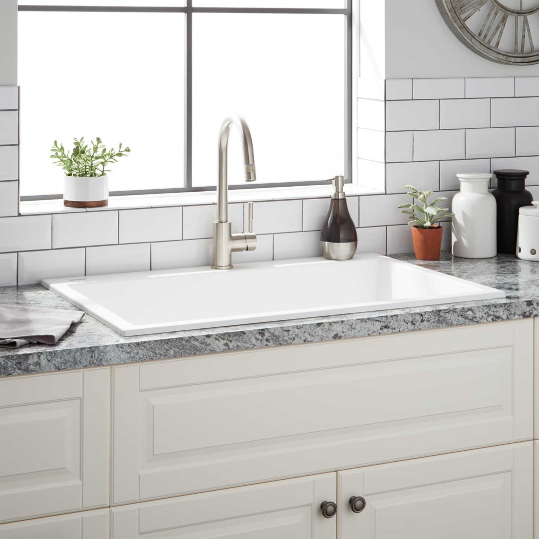 33 Algren Drop In Granite Composite Sink Cloud White