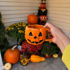 Figural Ghost & Jack O'Lantern Mug Set