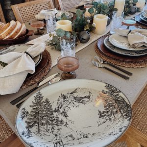 Rustic Forest Stoneware Serving Platter