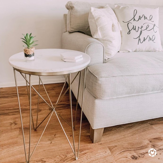 user image by @the.targetgirl, Marble Top Round Table Gold - Threshold&#8482;: Luxury Glam Steel Frame, No Assembly, Lacquered Finish