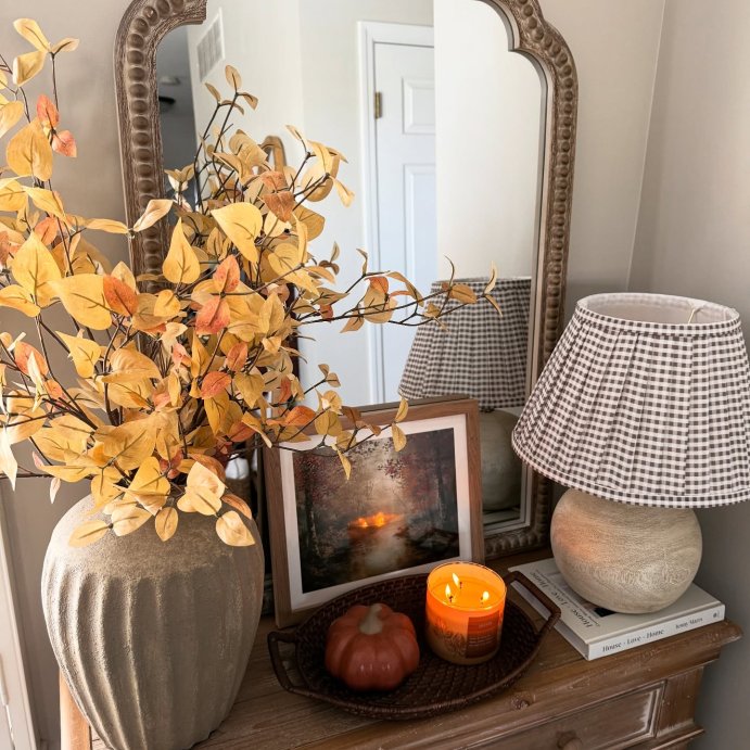 user image by @mandyk_home, Round Faux Wood Lamp Base Brown - Threshold&#8482; designed with Studio McGee