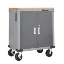 Shop Mastercraft 28" Grey 2-Door Wooden Top Base Cabinet with Wheels, 28 x 18 x 34-in and more