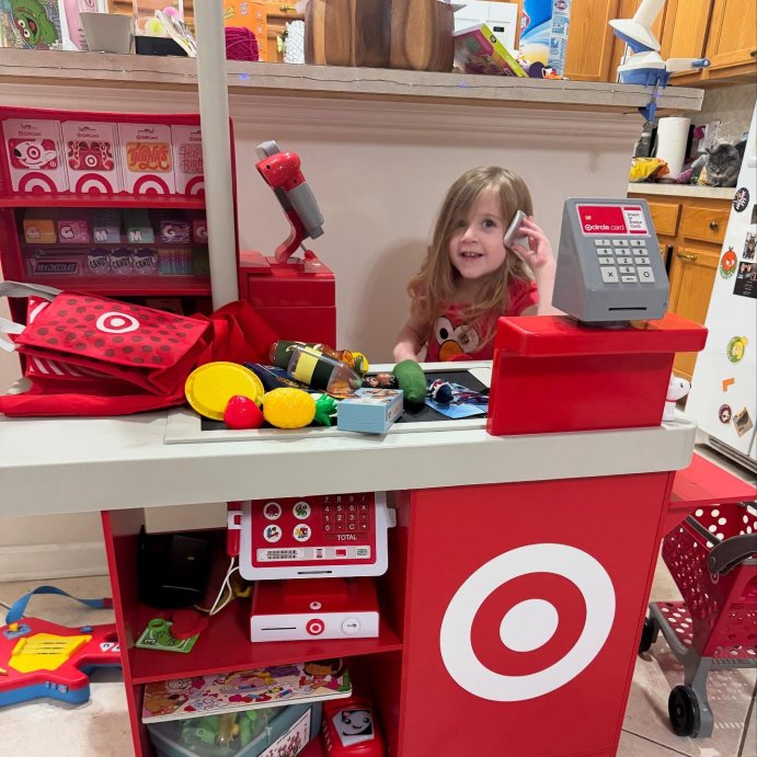 user image by @knitkimberknit, Target Toy Checklane: Pretend Shopping Accessories, Play Money, Toy Cash Register, Batteries Required, Ages 3+