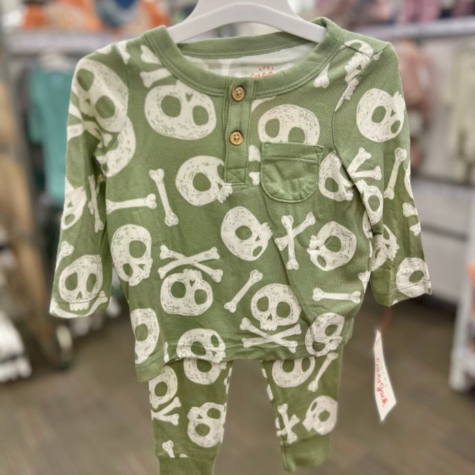 user image by @momlifeandstylefinds, Baby Halloween Skull &#38; Bones Long Sleeve T-Shirt &#38; Jogger Set - Cat &#38; Jack&#8482; Green