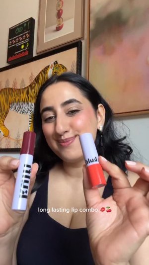 @spacenk’s instagram video of Kulfi Lassi Lips Staining Lip Oil,Kulfi Heirloom Satin Lipstick