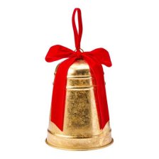 Shop CANVAS Classic Christmas Collection Large Gold Metal Bell Christmas Decor with Red Bow, 9.5-in and more