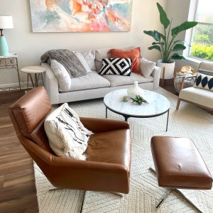 Austin Leather Swivel Armchair | West Elm