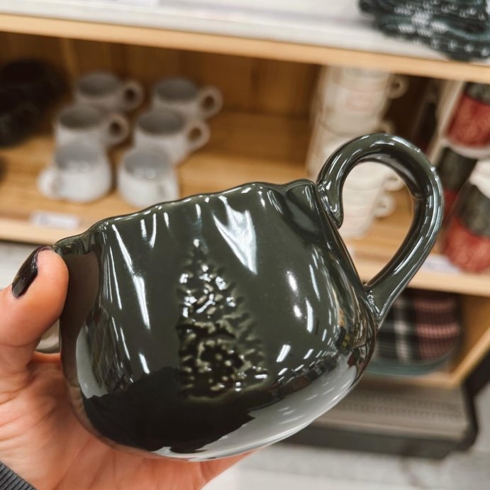 user image by @home_bycourt, 13.5oz Stoneware Debossed Tree Holiday Mug Green - Hearth &#38; Hand&#8482; with Magnolia